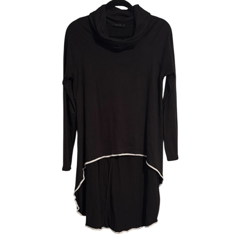🖤 Ten 6 Ten Black and White High Low Cowl Neck Tunic Top
